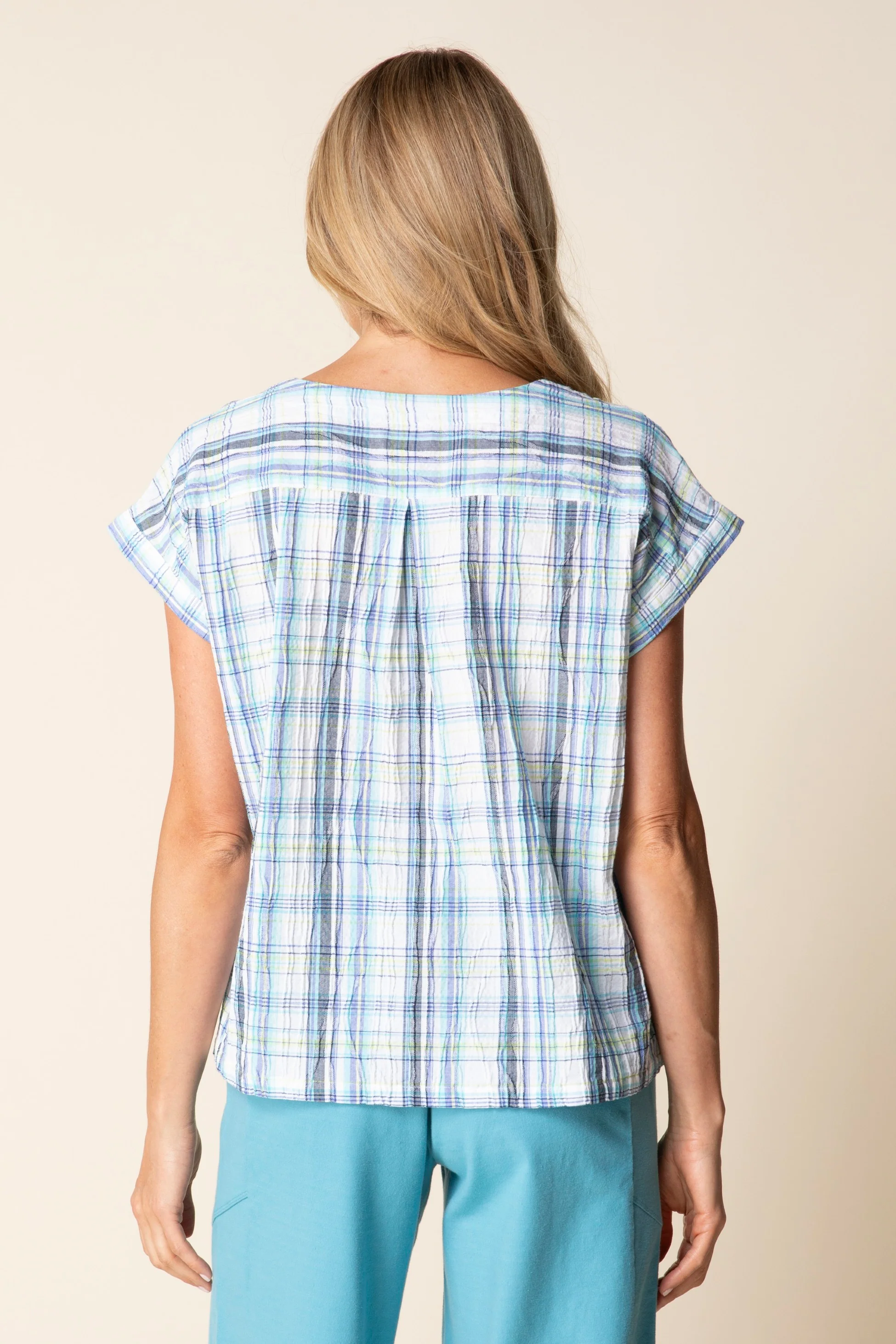 Blurred Plaid Button Pullover - Image 3