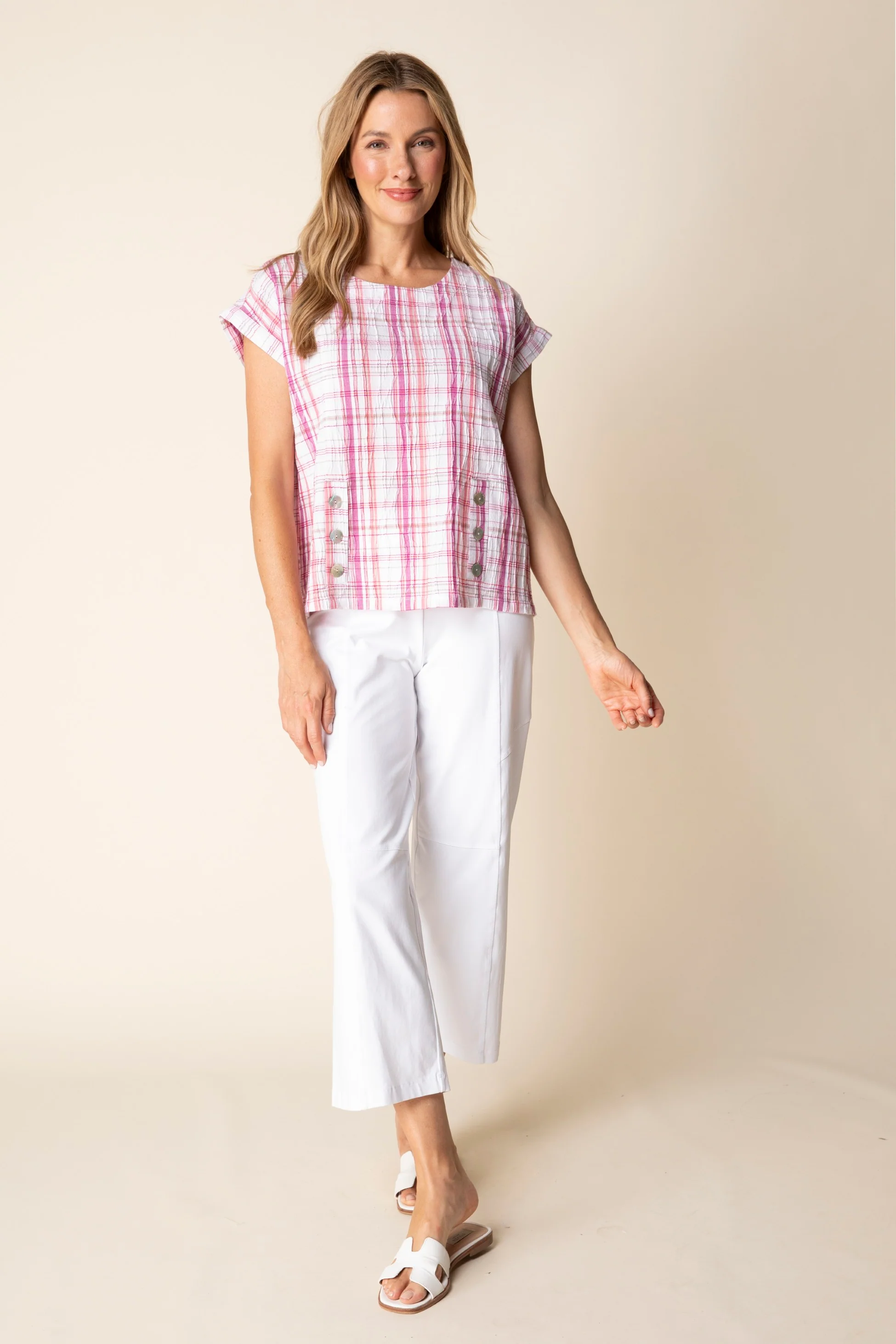 Blurred Plaid Button Pullover - Image 5