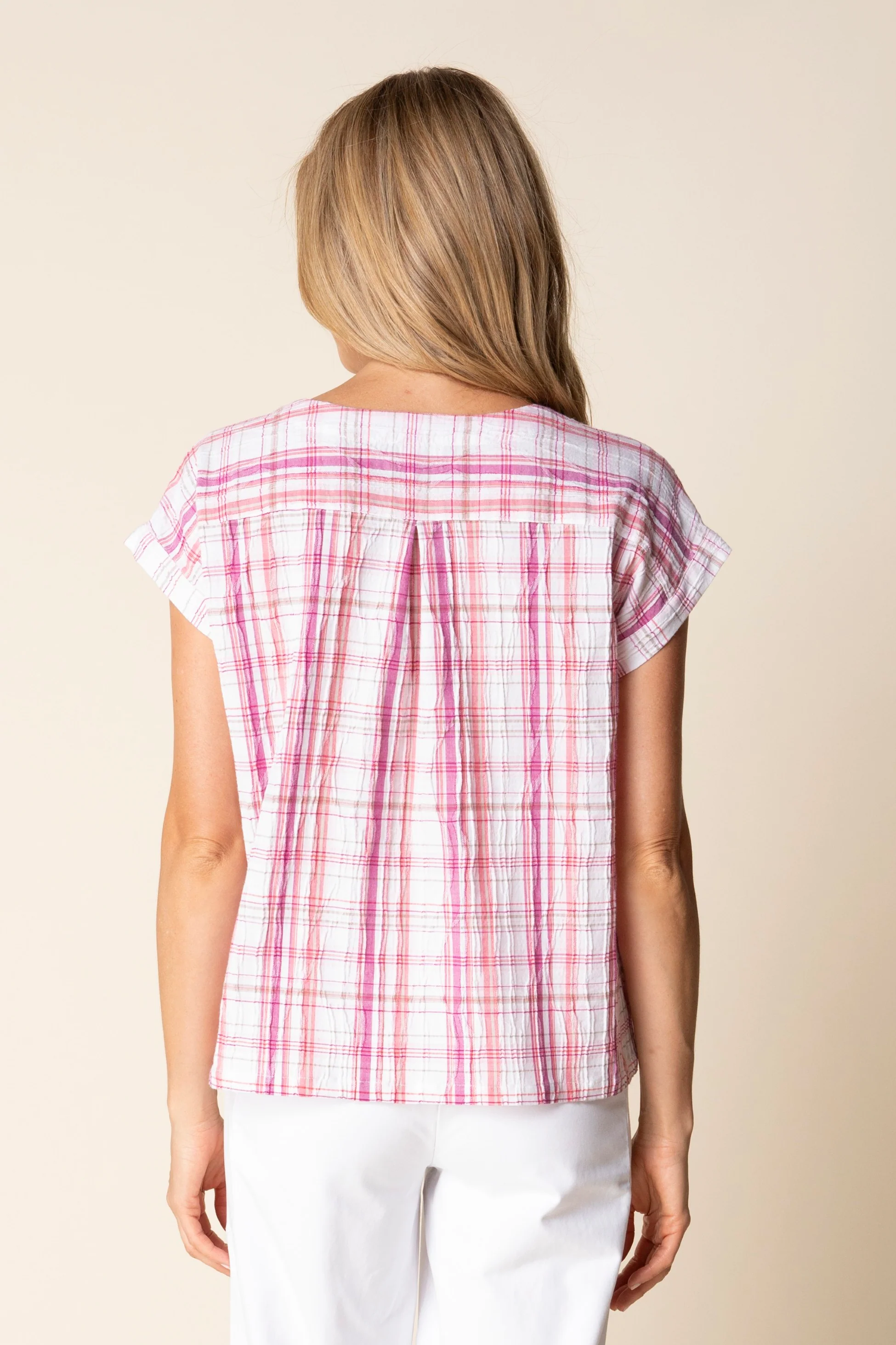 Blurred Plaid Button Pullover - Image 6