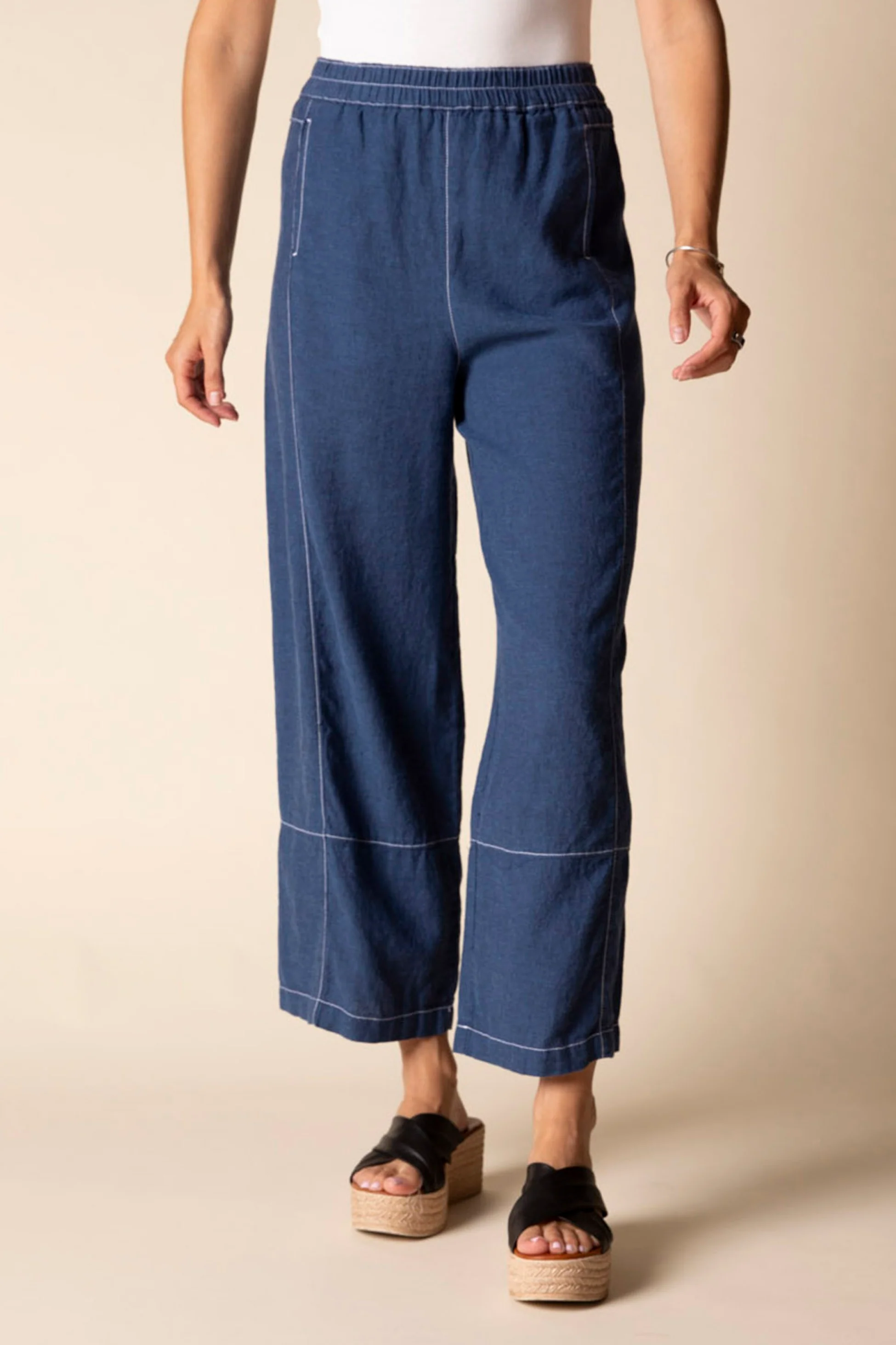 Contrast Seams Crop Pant