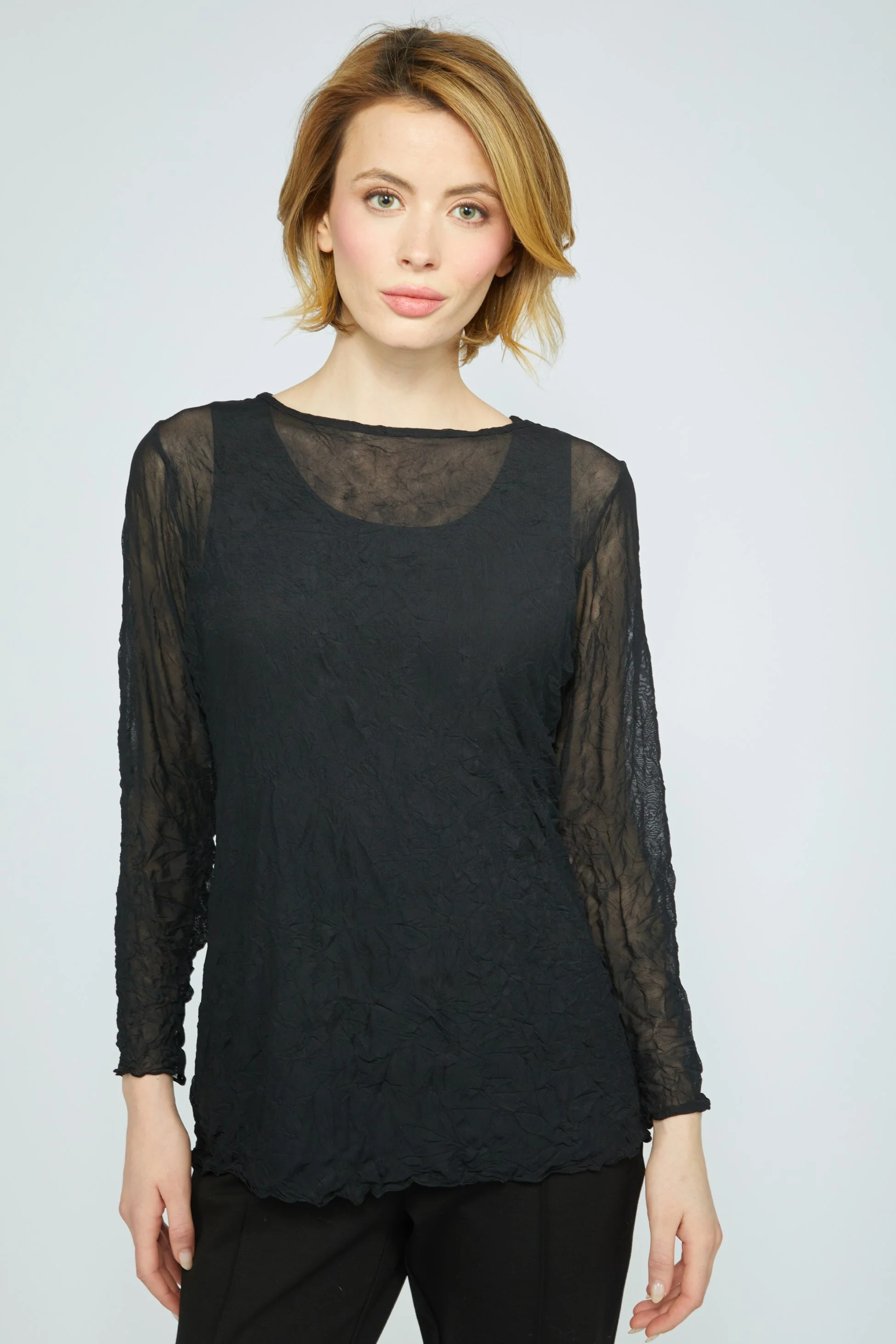Crinkle Mesh Layering Tee - Image 3