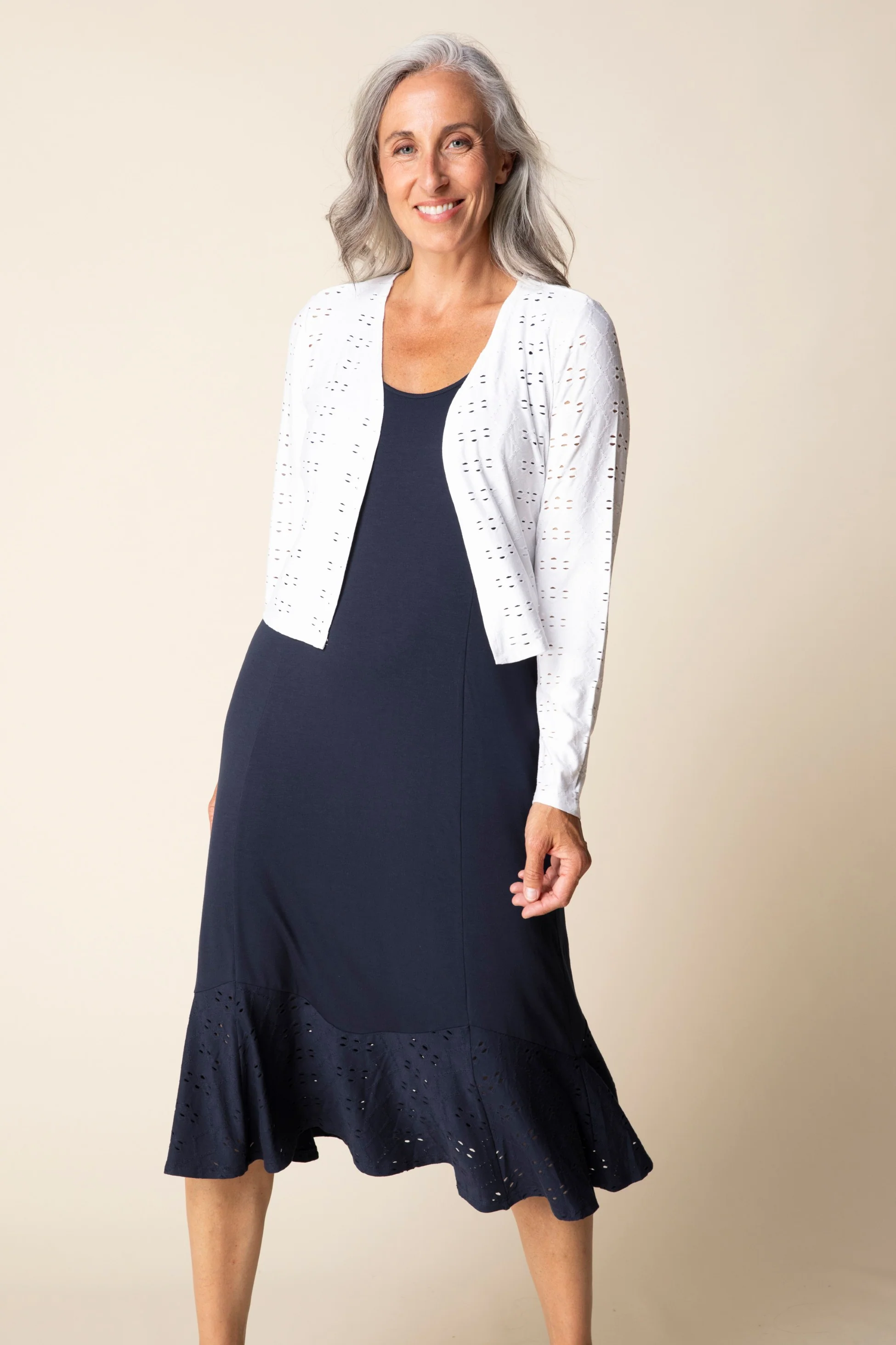Eyelet Bloom Shawl Jacket - Image 3