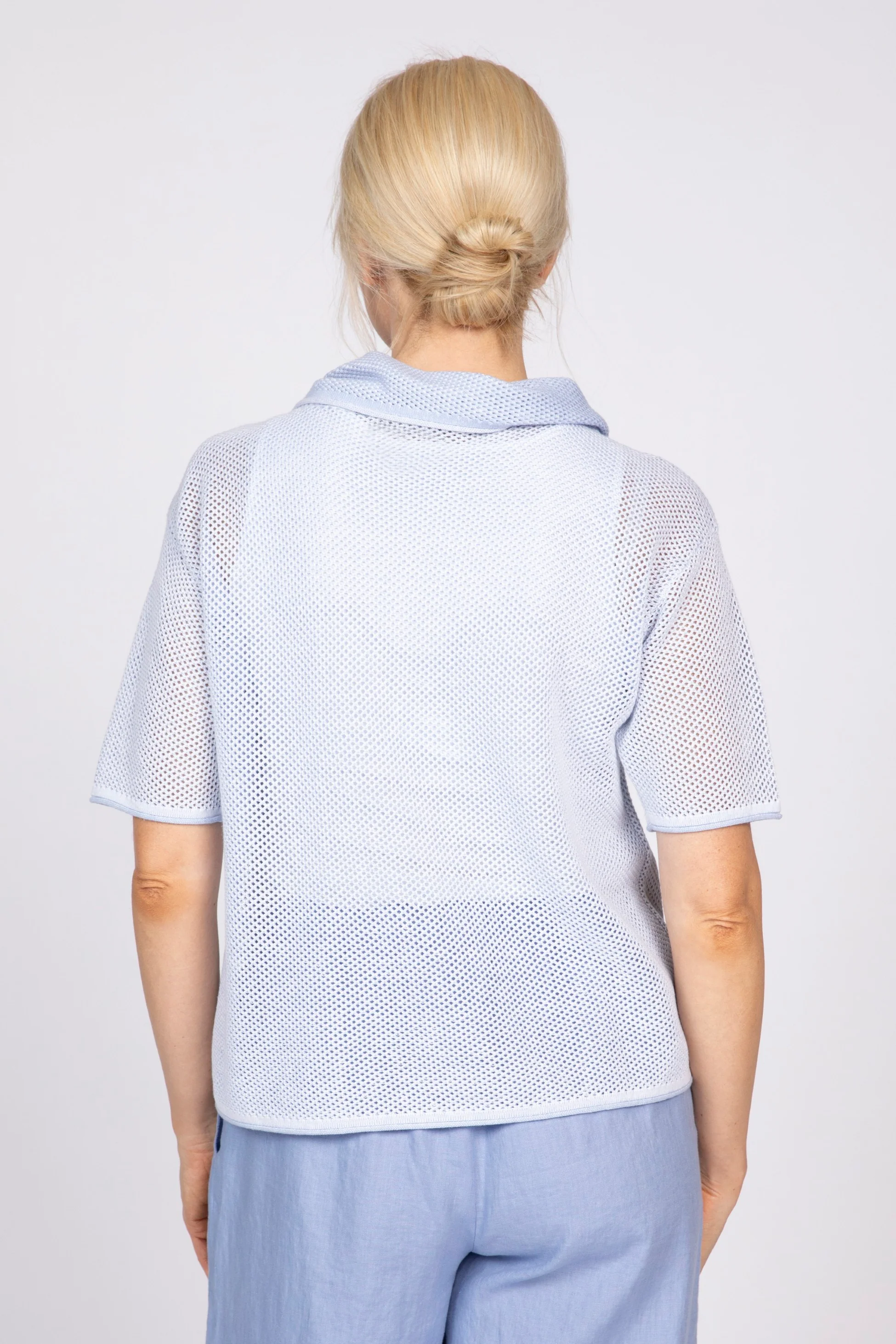 Mesh Stitch Drape Neck Topper - Image 3