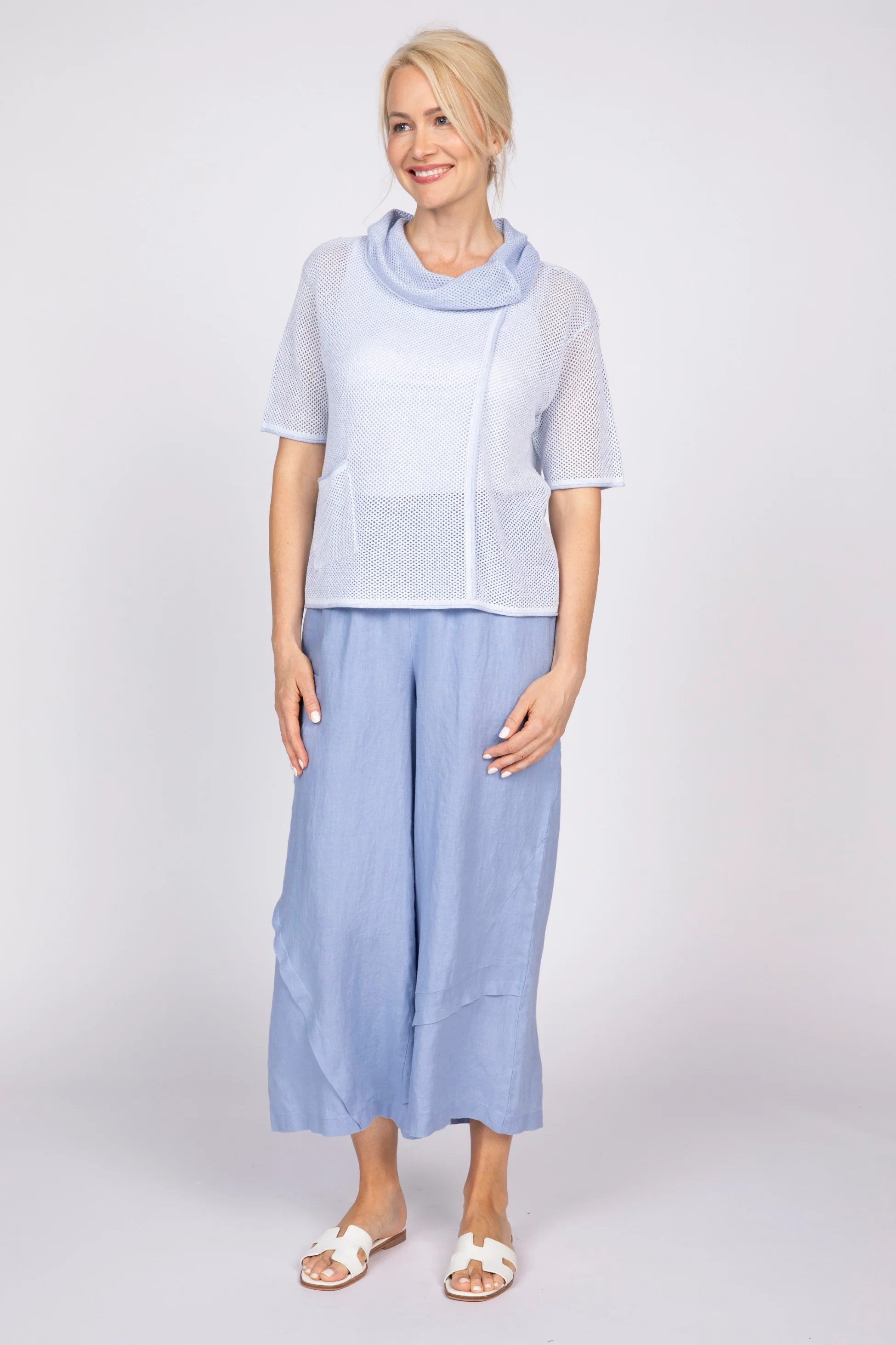 Mesh Stitch Drape Neck Topper - Image 4