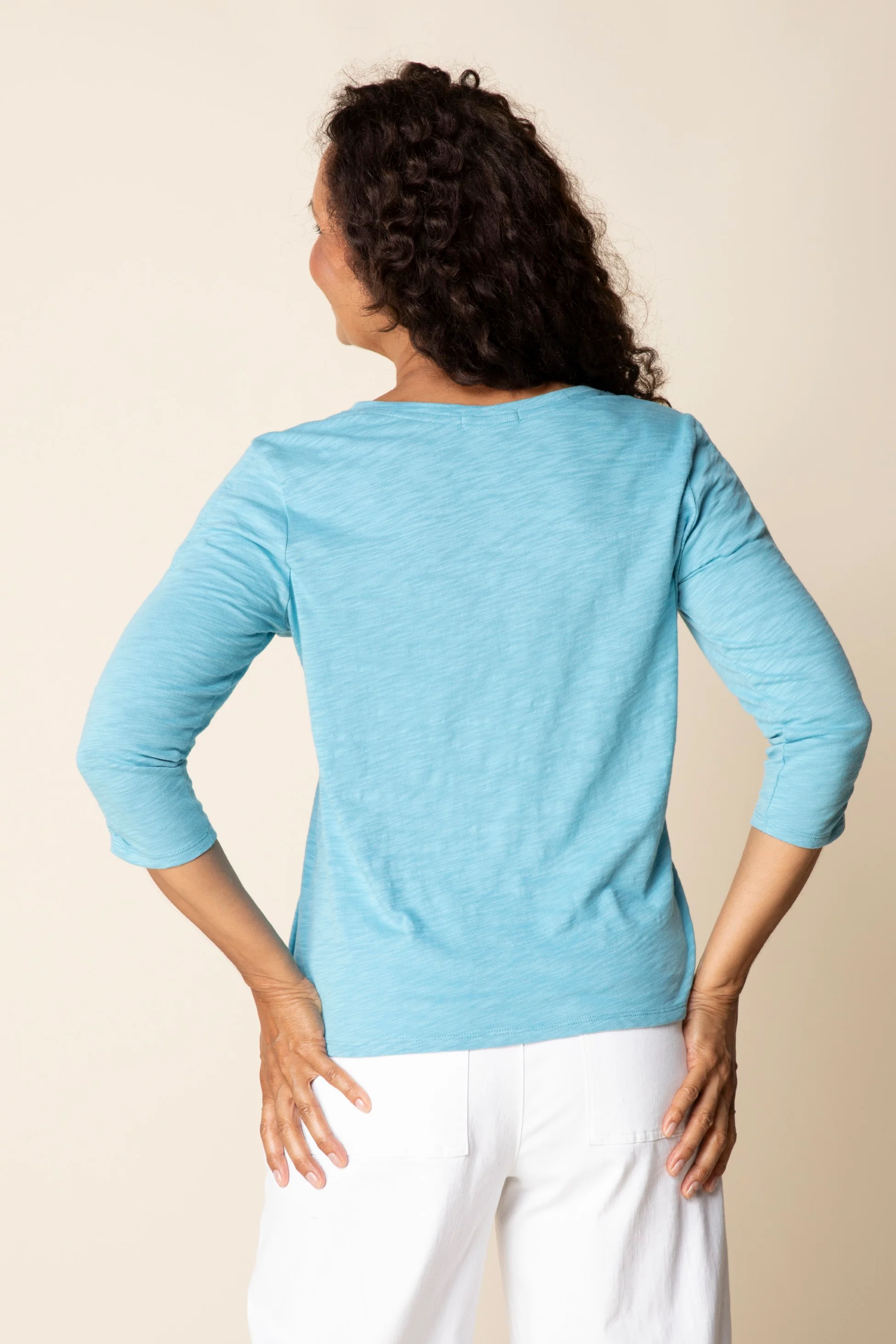 Ruched Sleeve Peruvian Cotton Tee - Image 2