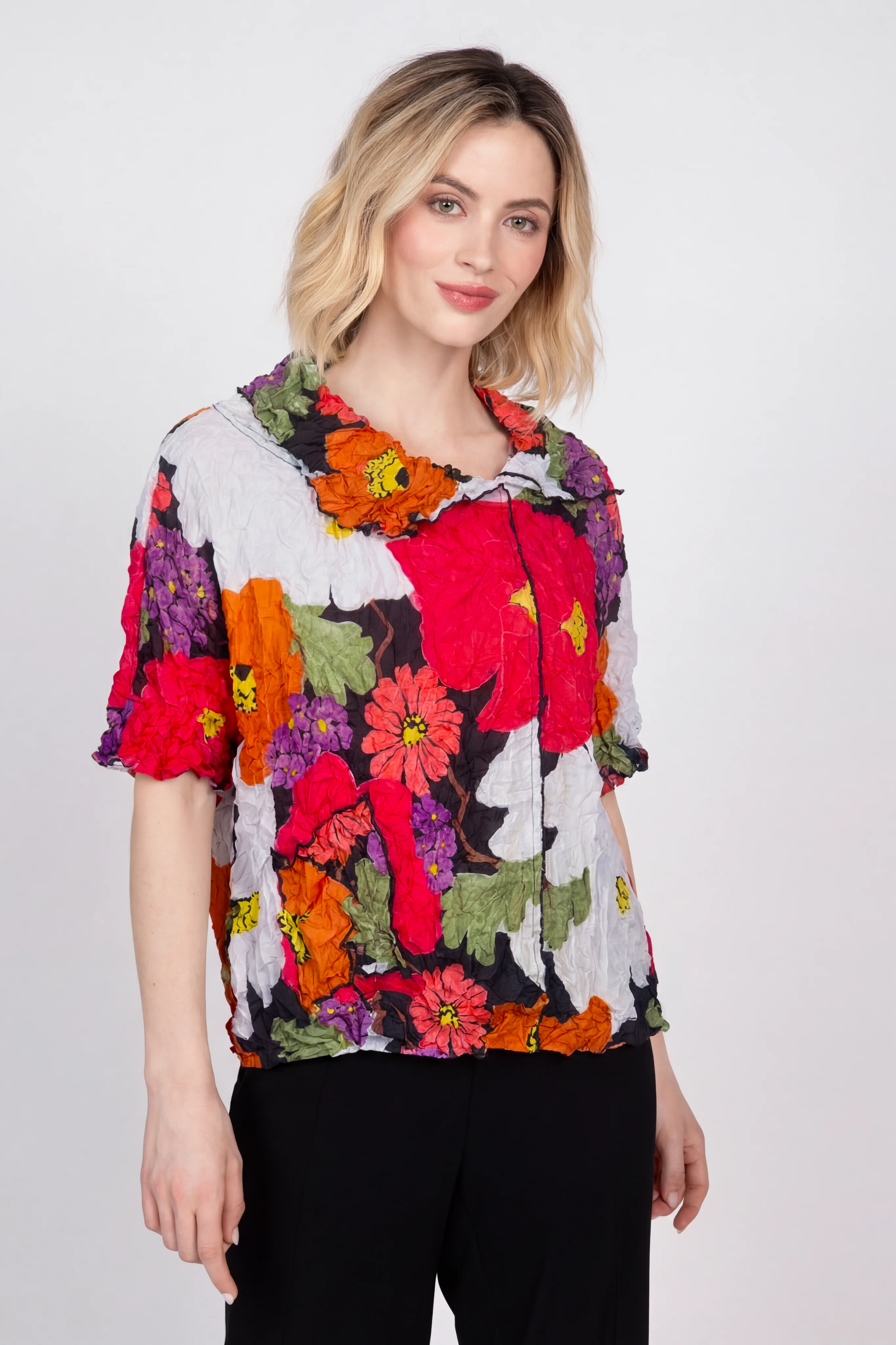 Siesta Floral Crinkle Crepe Pullover - Image 2