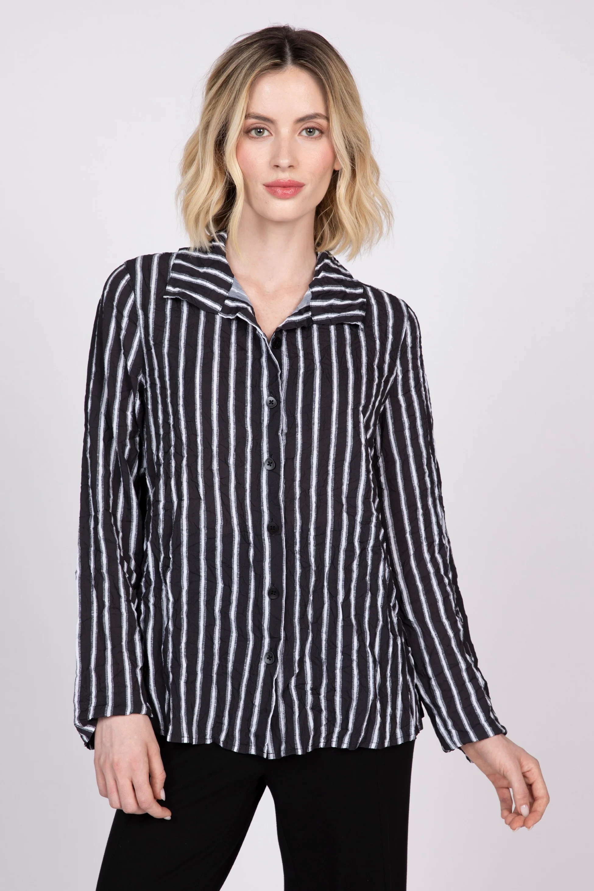 SOL Stripe Crinkle Crepe Liv Top