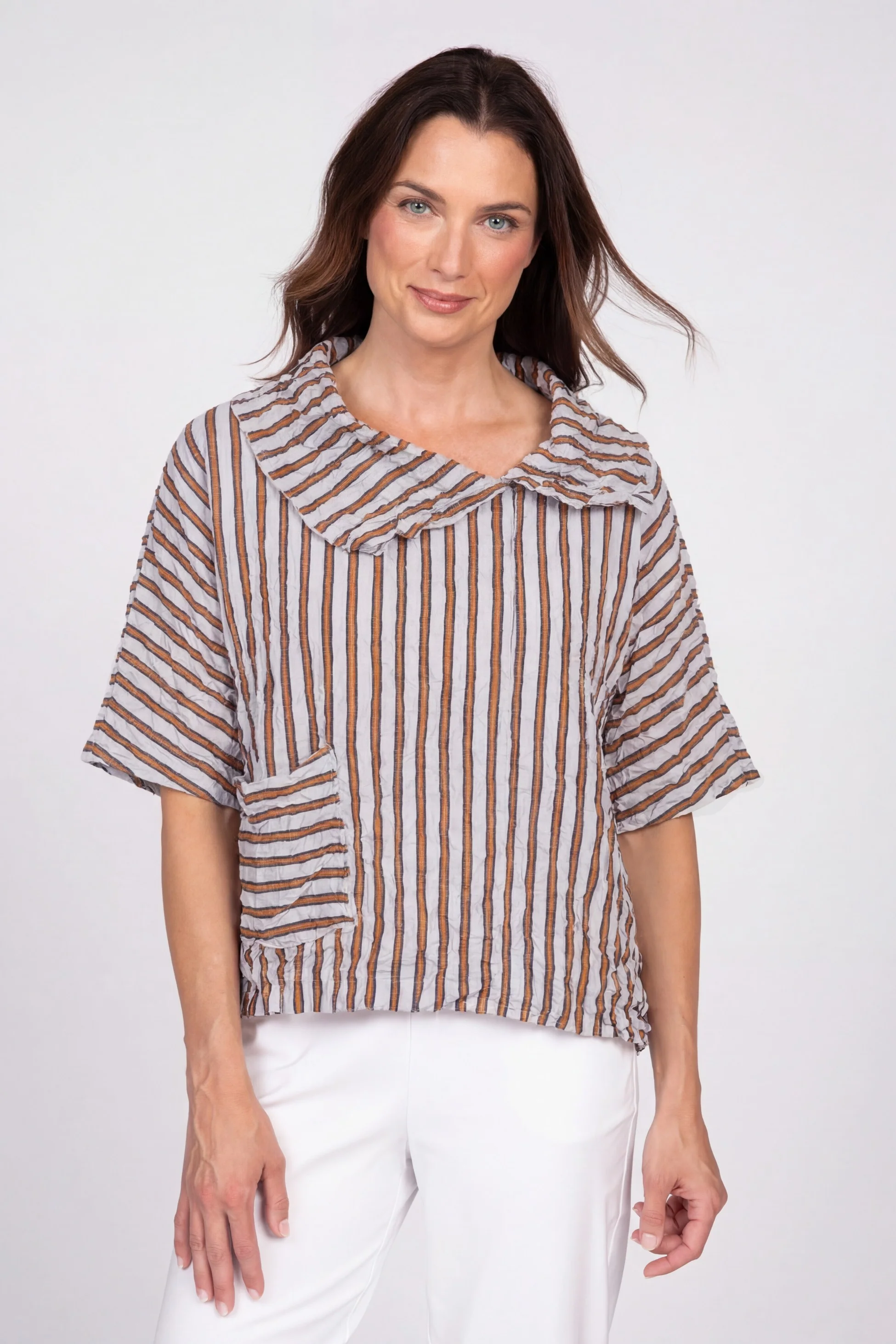 SOL Stripe Crinkle Crepe Pullover - Image 2