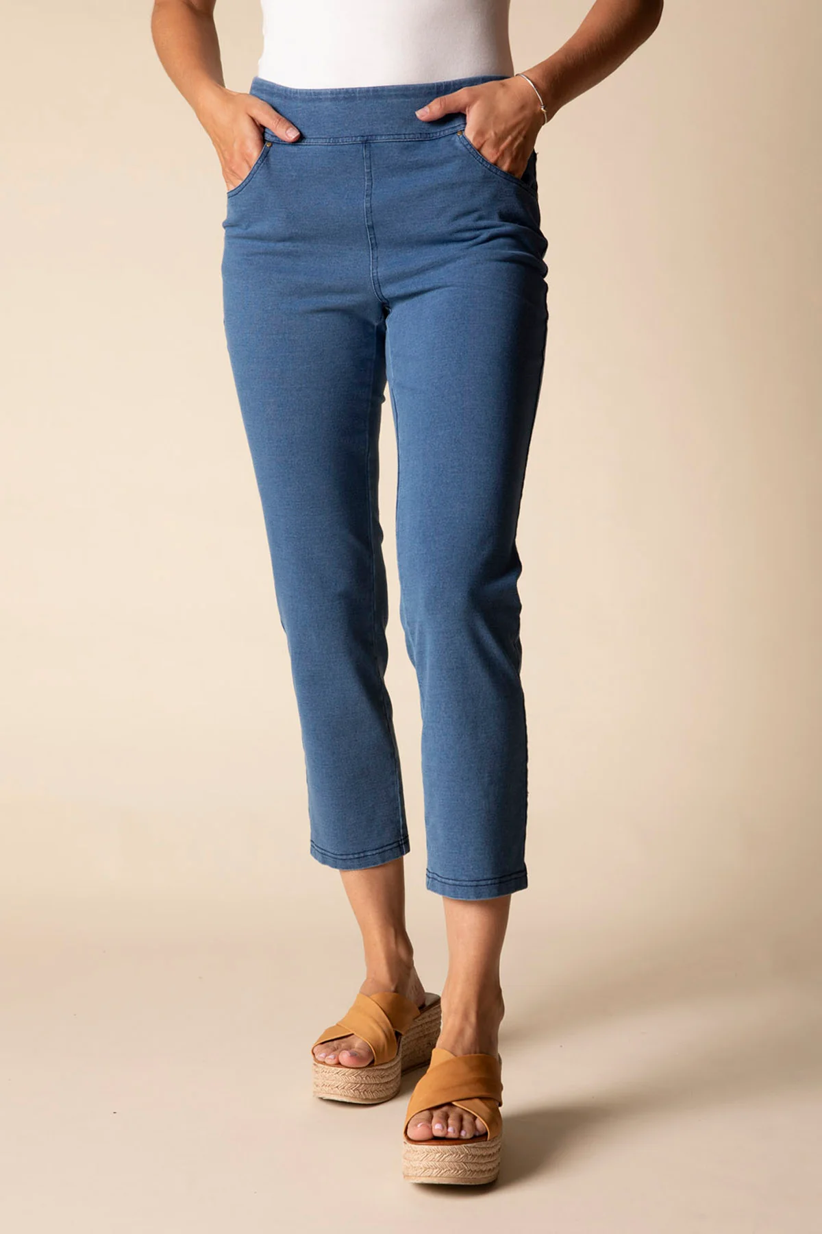 Stonewashed Capri Knit Jean - Image 5