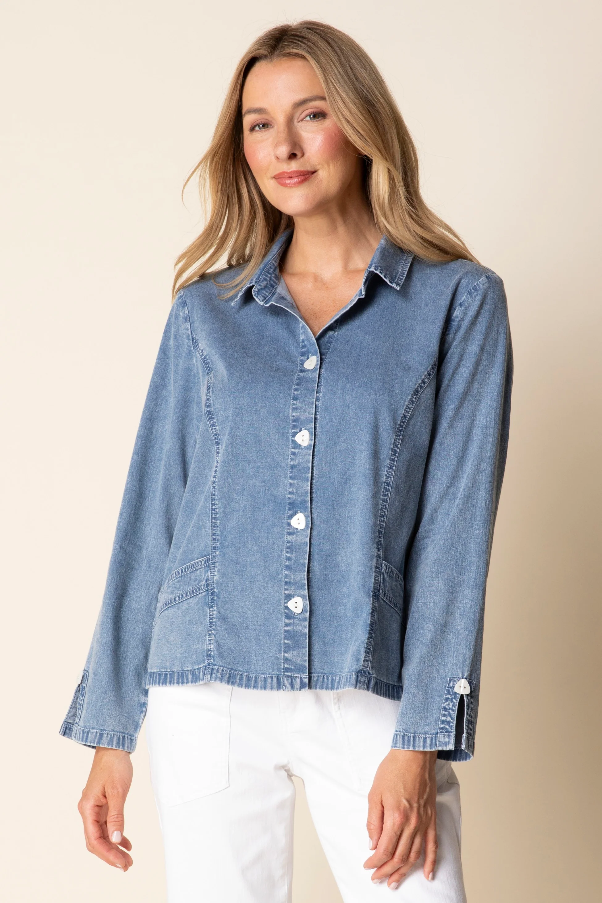 Stretch Denim Cafe Shirt - Image 2