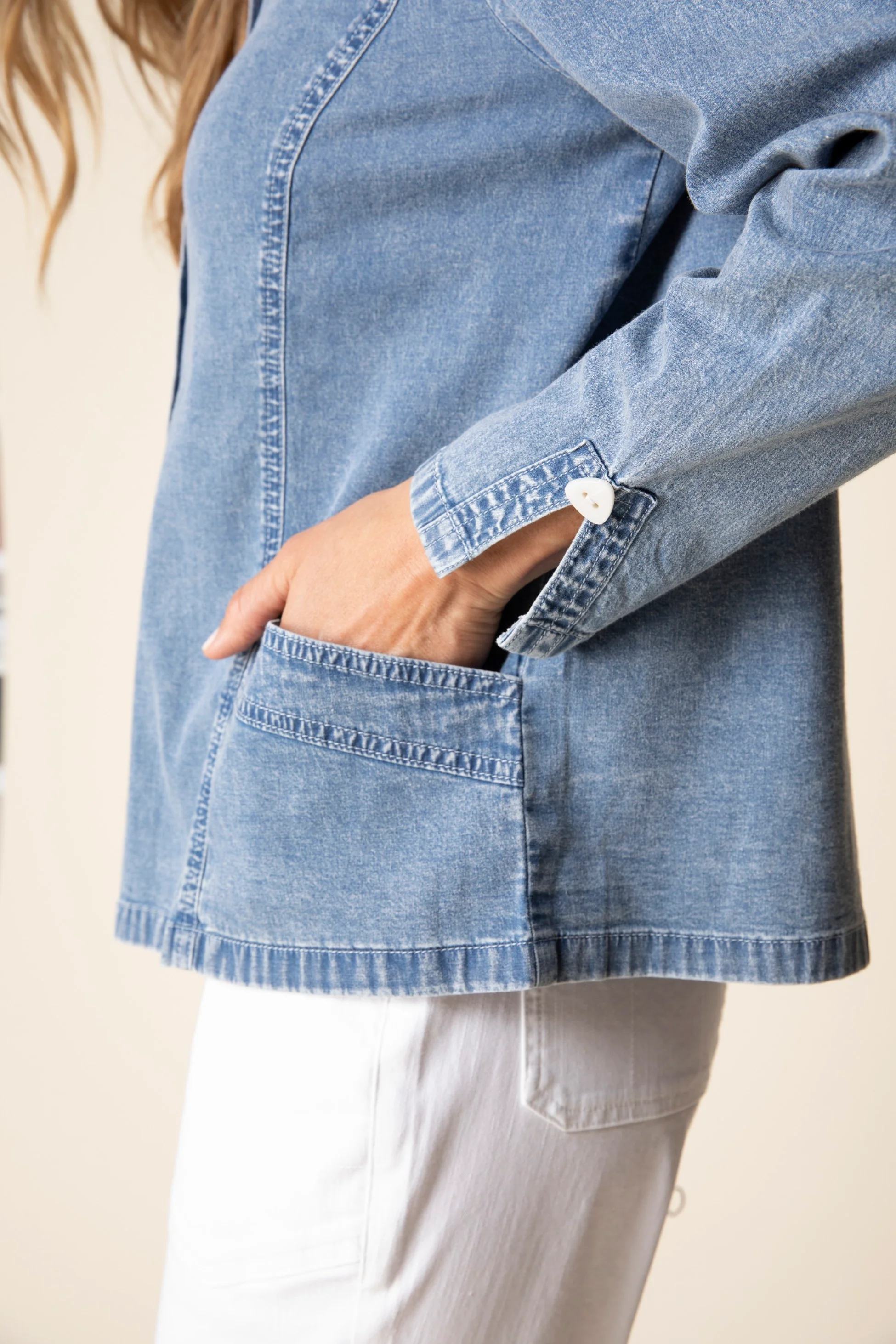 Stretch Denim Cafe Shirt - Image 3