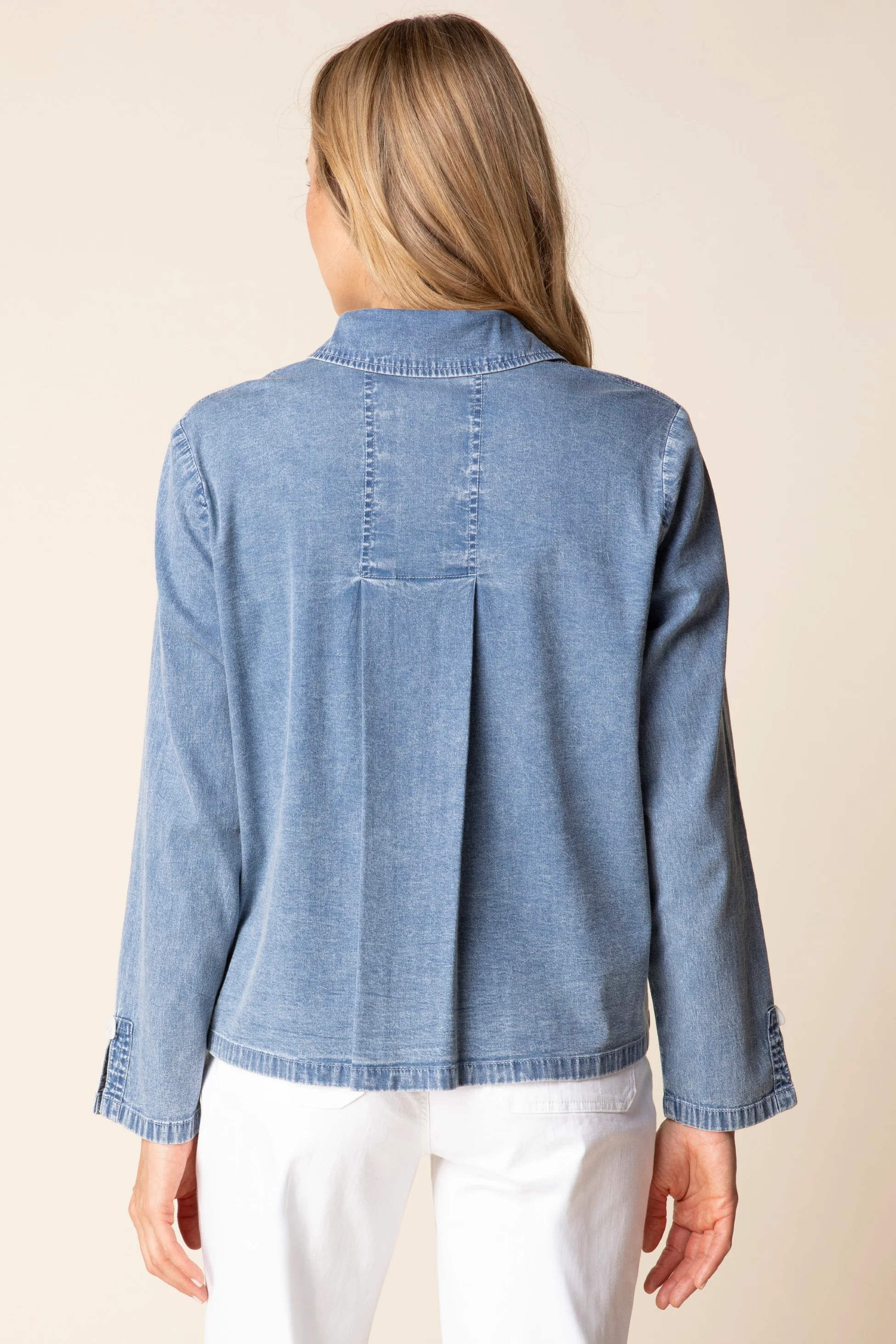 Stretch Denim Cafe Shirt - Image 4
