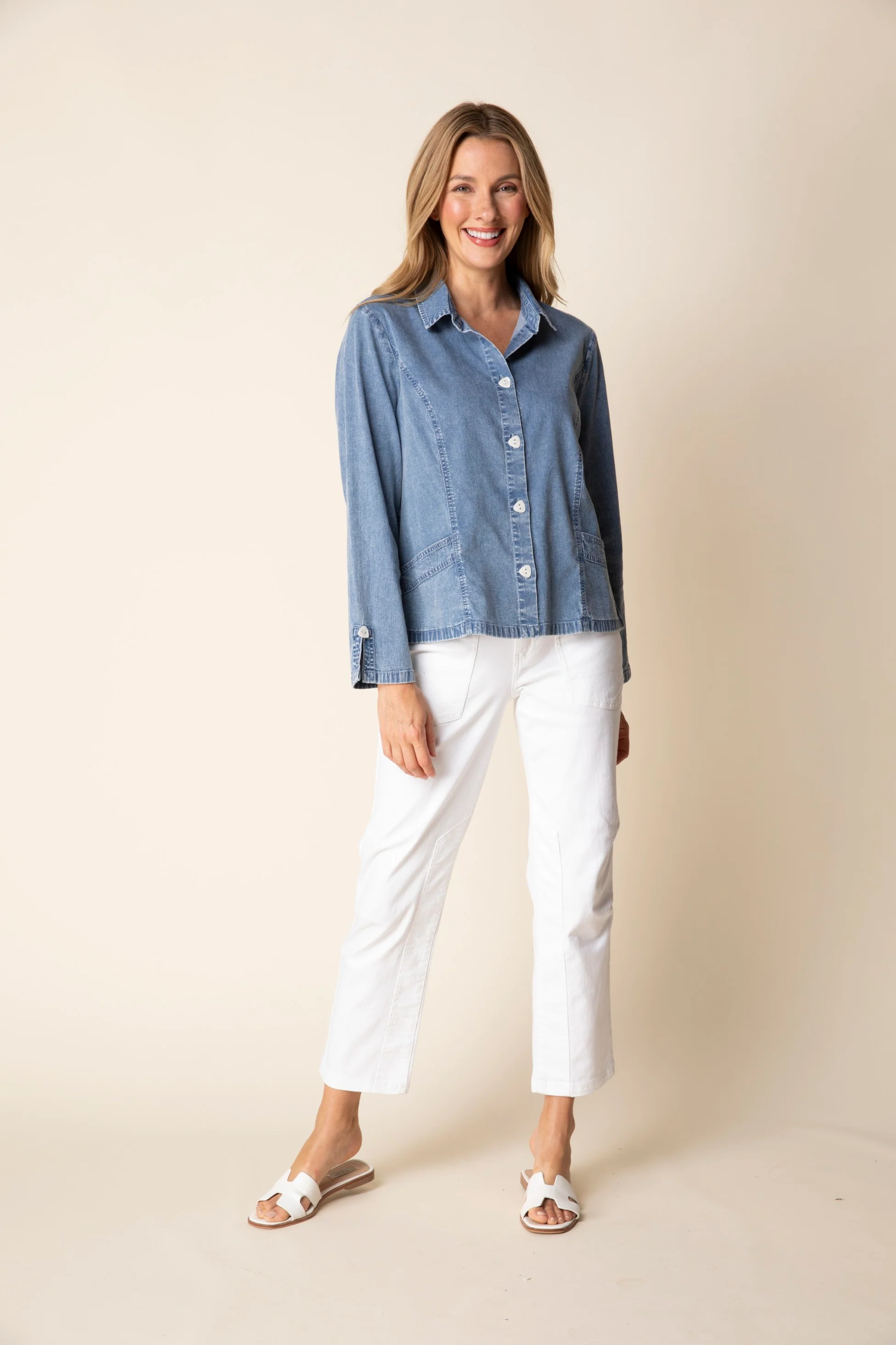 Stretch Denim Cafe Shirt - Image 5