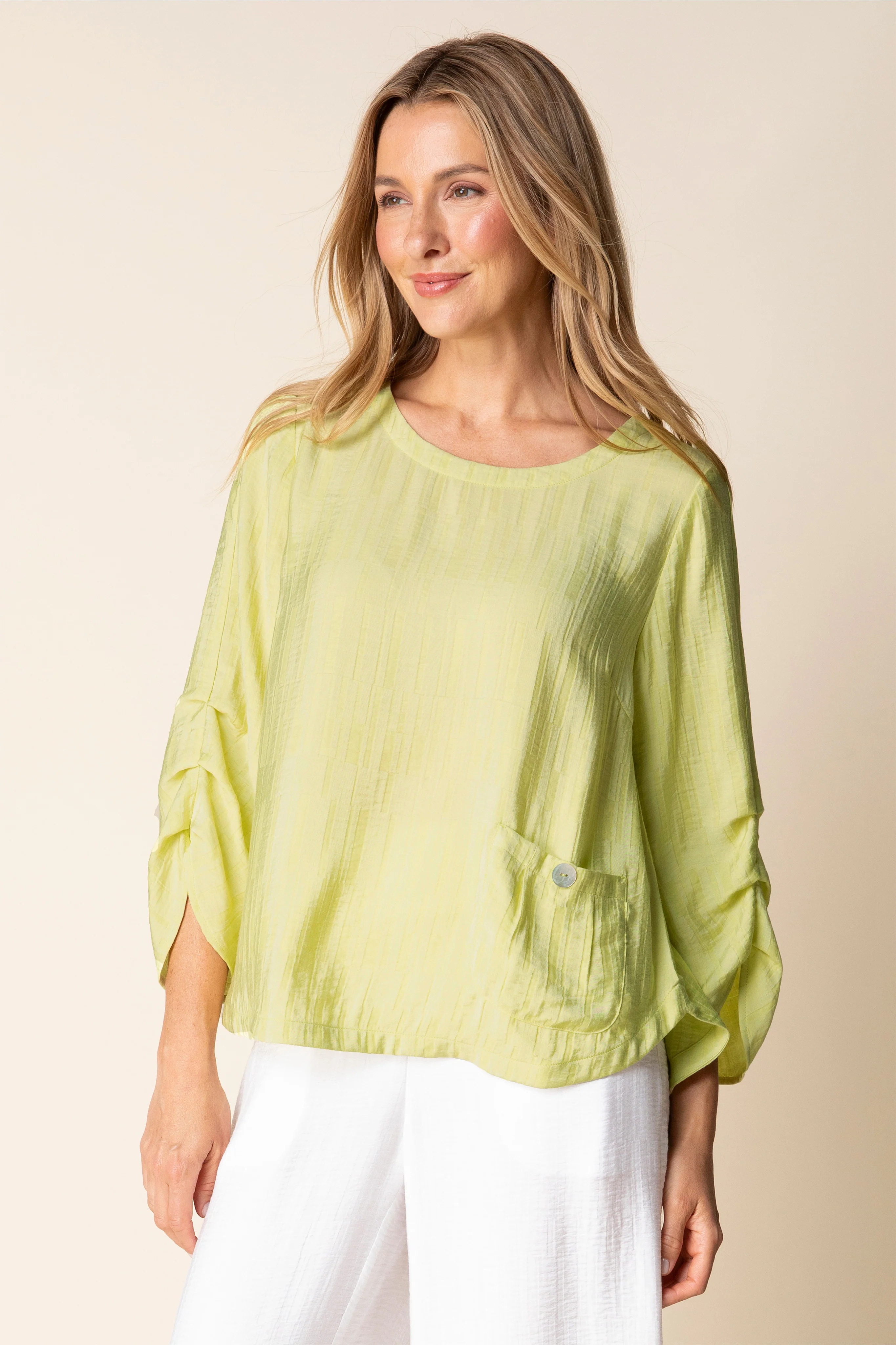 Whisper Jacquard Rayon Pleat Top - Image 6