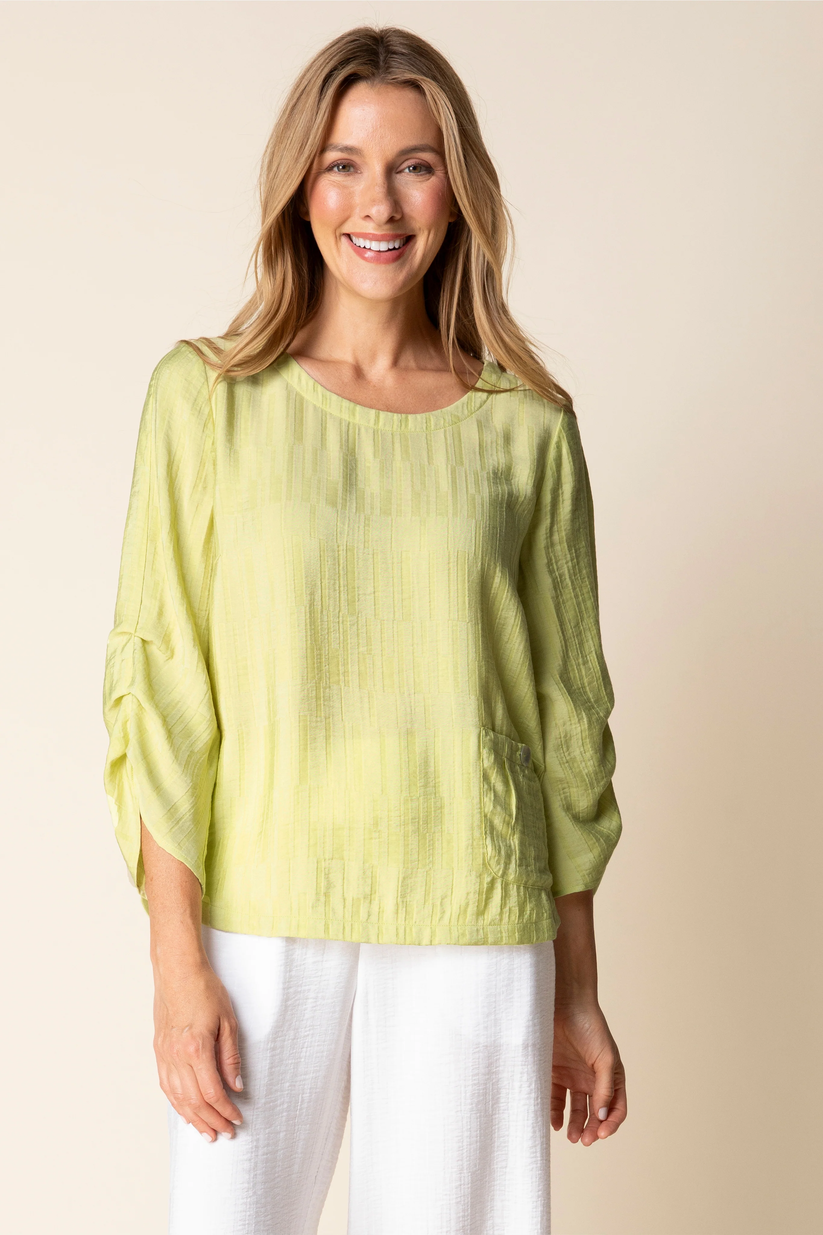 Whisper Jacquard Rayon Pleat Top - Image 5