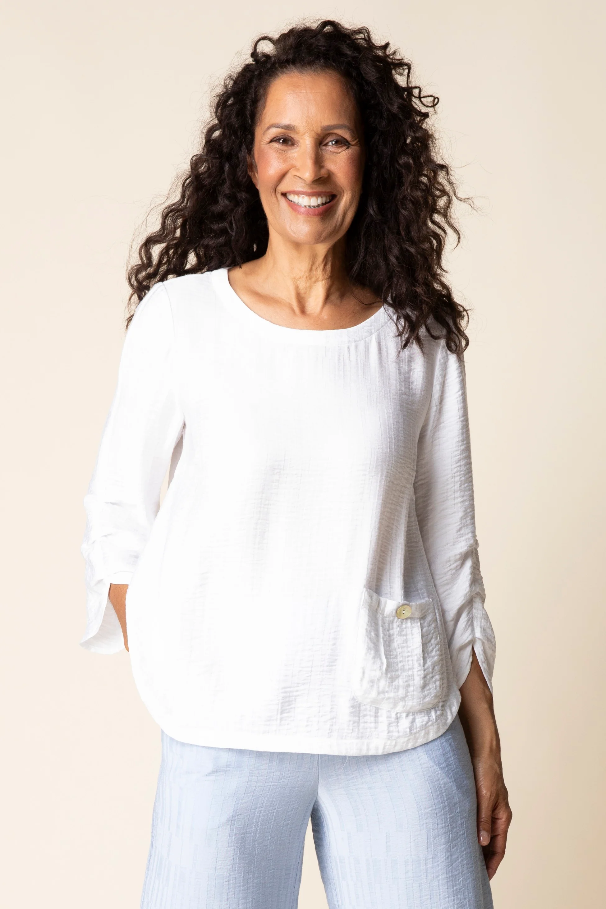 Whisper Jacquard Rayon Pleat Top - Image 2