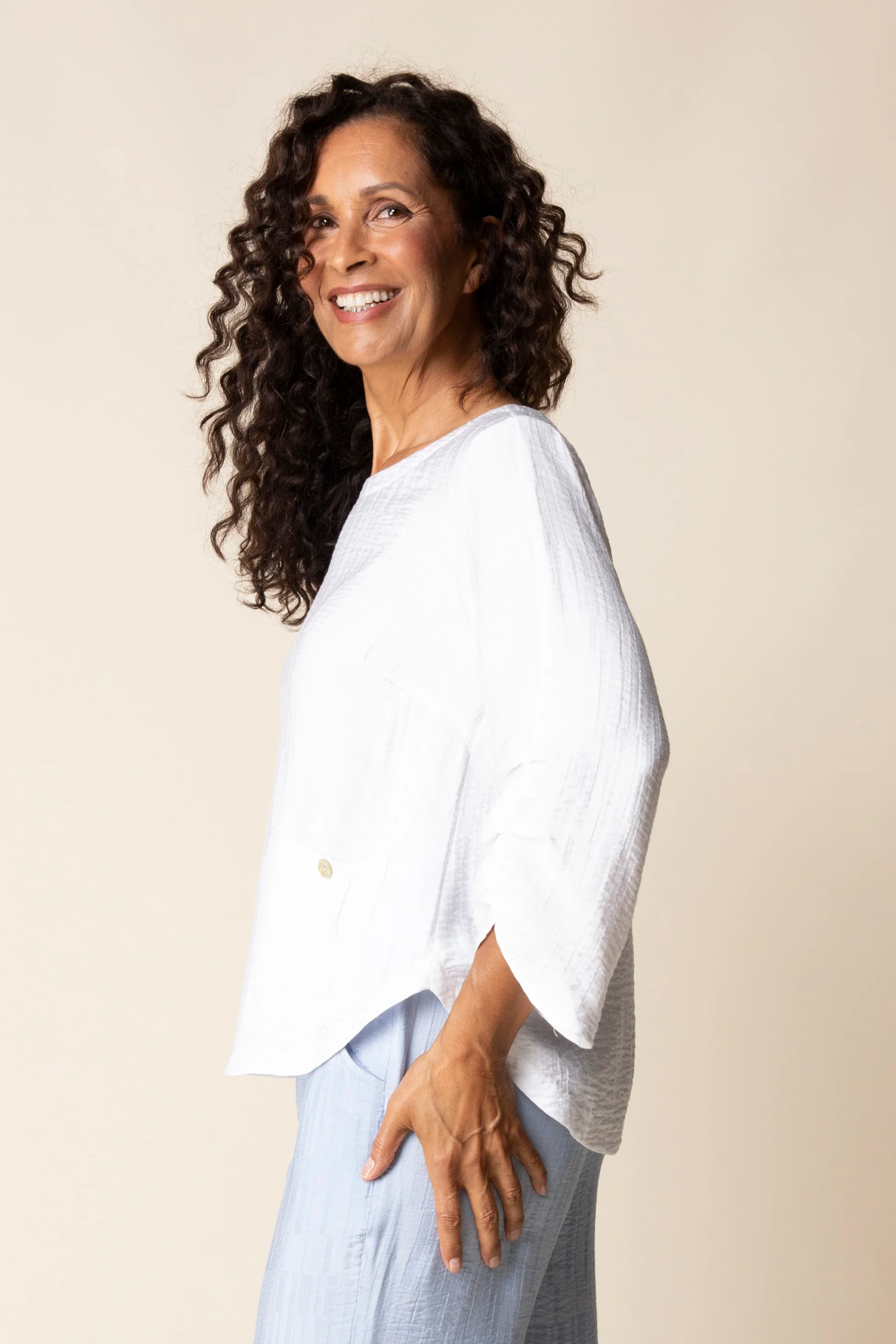 Whisper Jacquard Rayon Pleat Top - Image 4